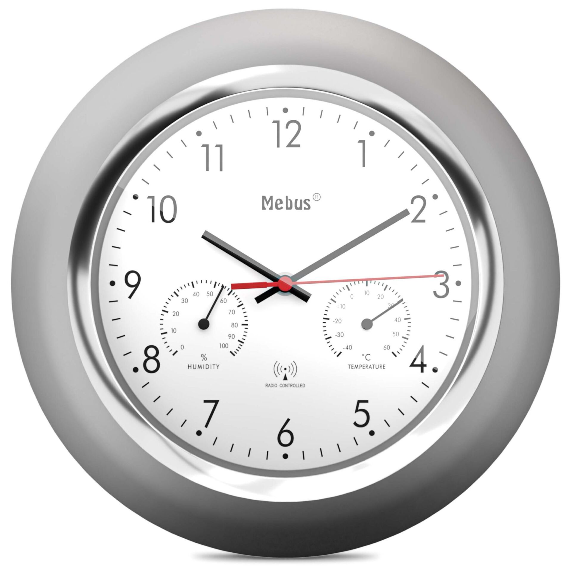 Mebus 19454 Funk-Wanduhr mit Thermo-/Hygrome